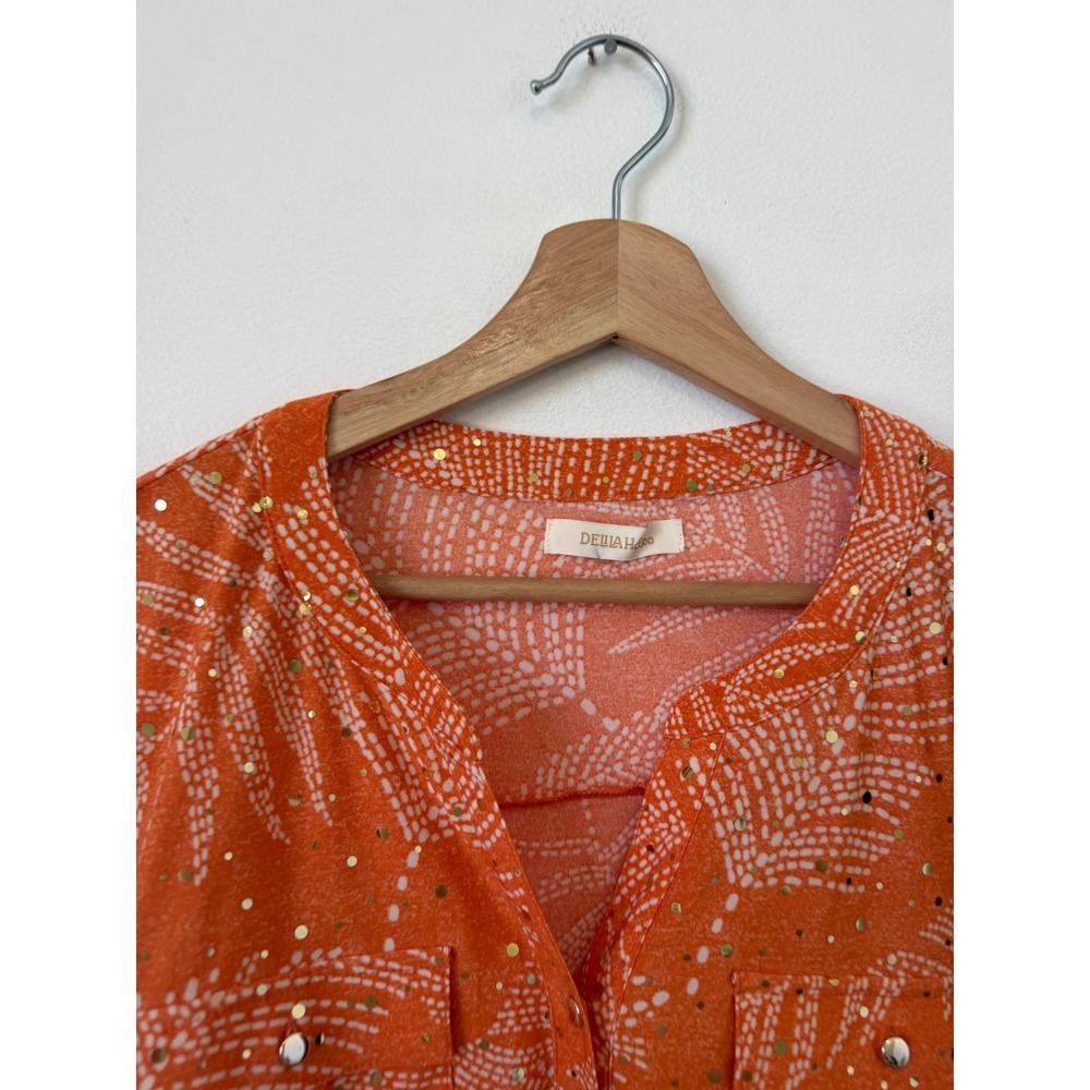 Delilah & Co Orange Embellished Button-Down Blouse – Women's Medium – NWOT - Picture 2 of 4
